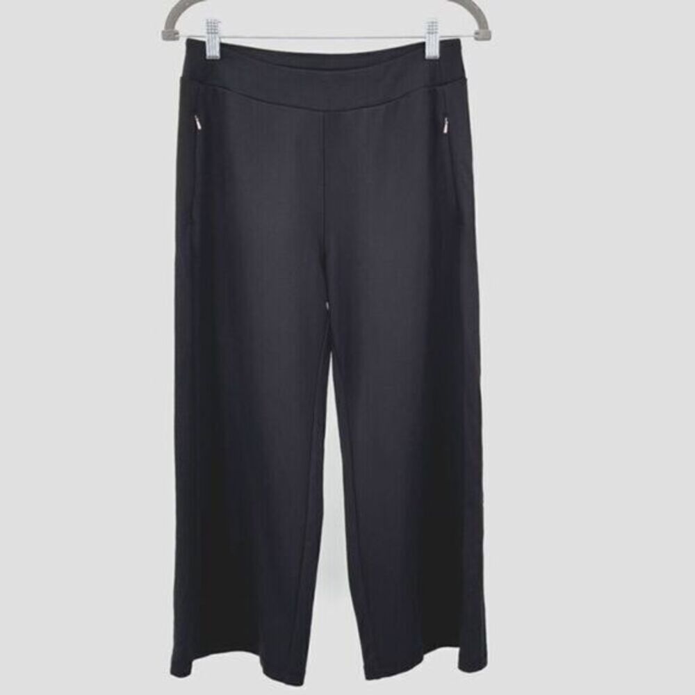 Calia by Carrie Underwood Crop Wide Leg Pants Womens S Black Pull-On Ponte Knit